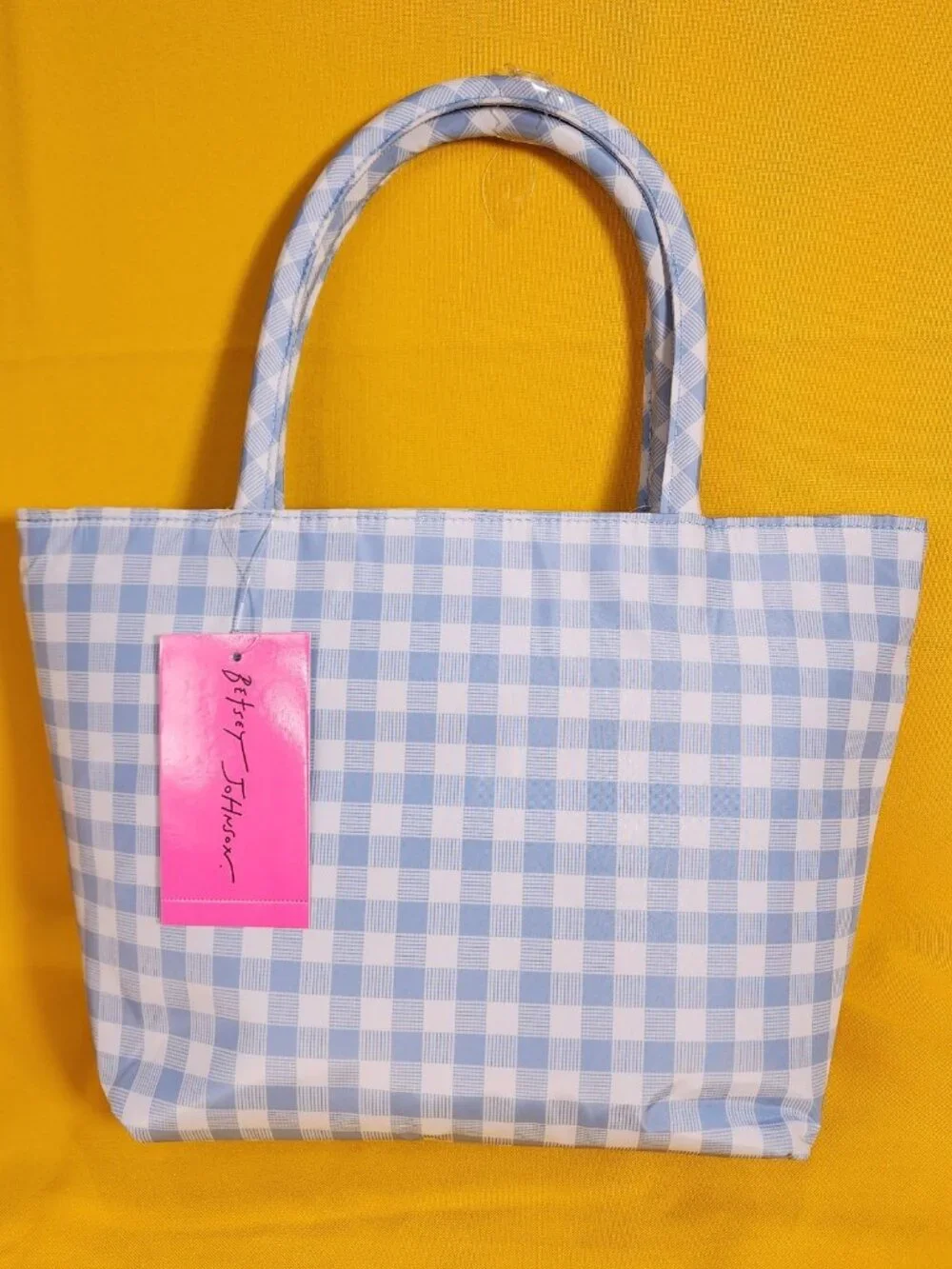 Betsey Johnson Blue and White Gingham Insulated Lunch Tote Bag NEW